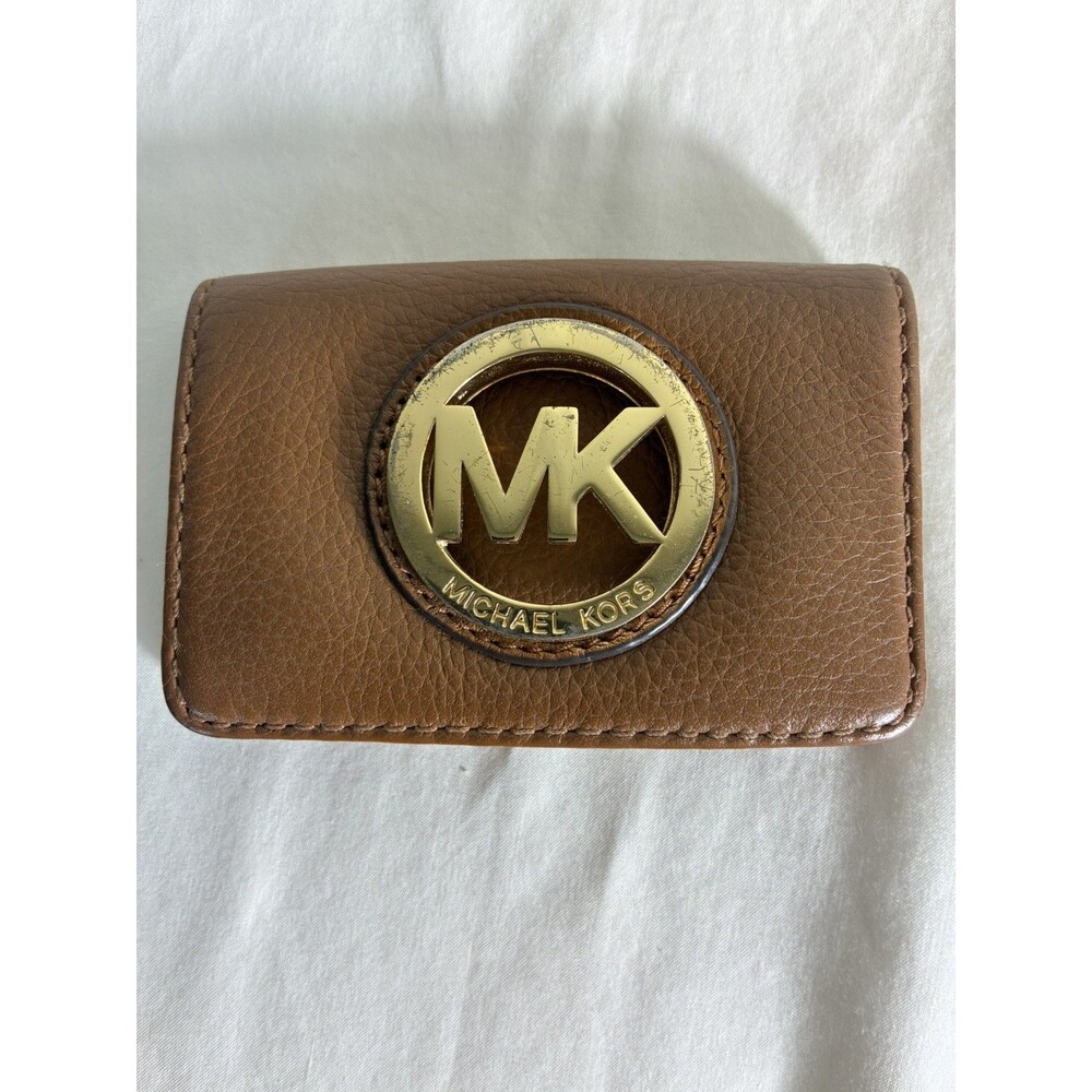 Michael Kors's women's wallet flap coin holder small brown gold logo